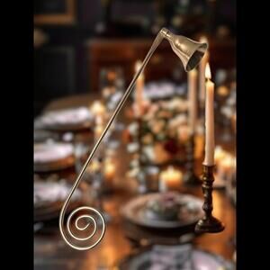 Vintage Pewter & Brass Candle Snuffer with Elegant Spiral Handle